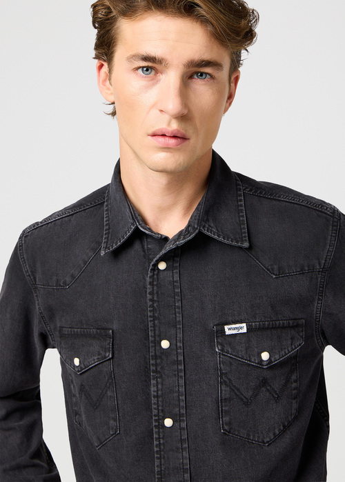 Wrangler Western Shirt Rinse Black - 112362906