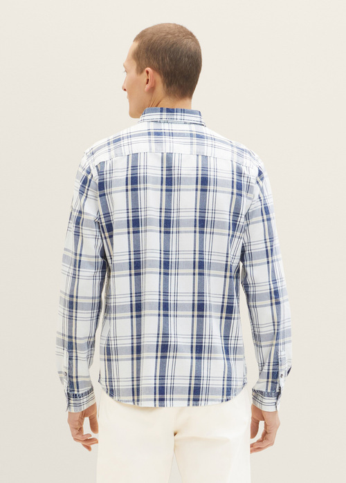 Tom Tailor 2 Pocket Shirt Off White Indigo Check