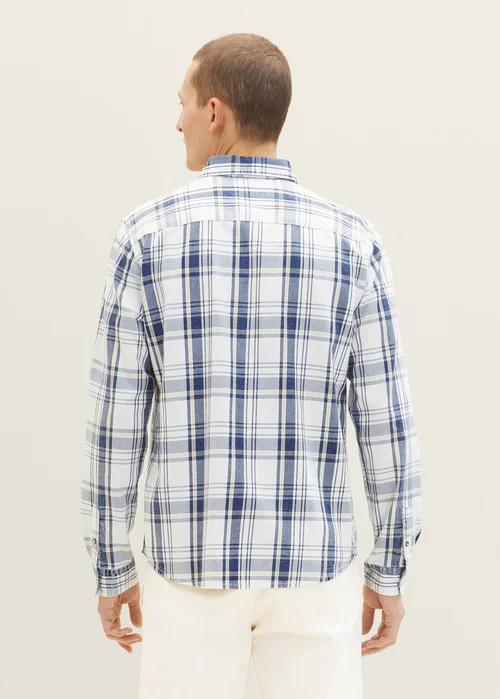 Tom Tailor 2 Pocket Shirt Off White Indigo Check
