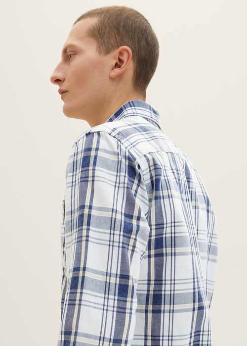 Tom Tailor 2 Pocket Shirt Off White Indigo Check