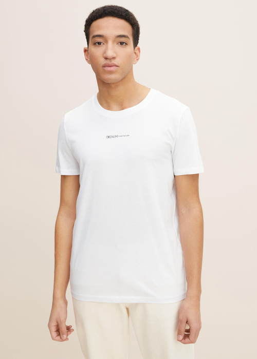 Denim Tom Tailor T Shirt With A Logo Print White - 1032335-20000