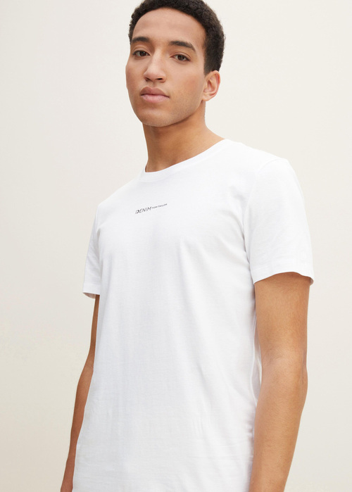 Denim Tom Tailor T Shirt With A Logo Print White - 1032335-20000