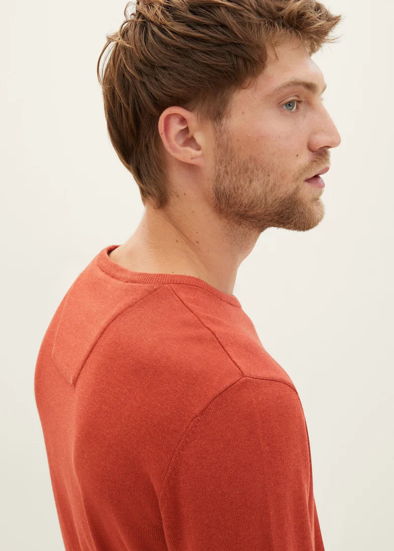 Tom Tailor Mottled Knitted Sweater Warm Red Melange