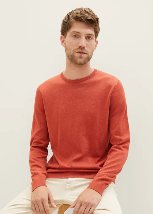 Tom Tailor Mottled Knitted Sweater Warm Red Melange