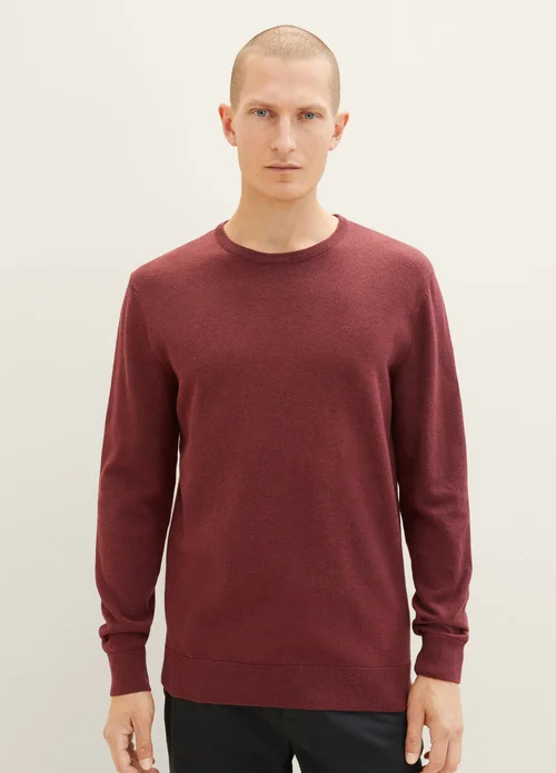 Tom Tailor Mottled Knitted Sweater Tawny Port Red Melange
