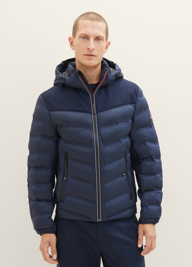 Tom Tailor Hybrid Jacket With A Hood Sky Captain Blue - 1037341-10668