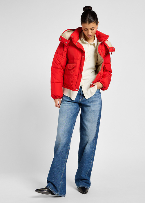 Lee Hooded Short Puffer True Red - 112355190