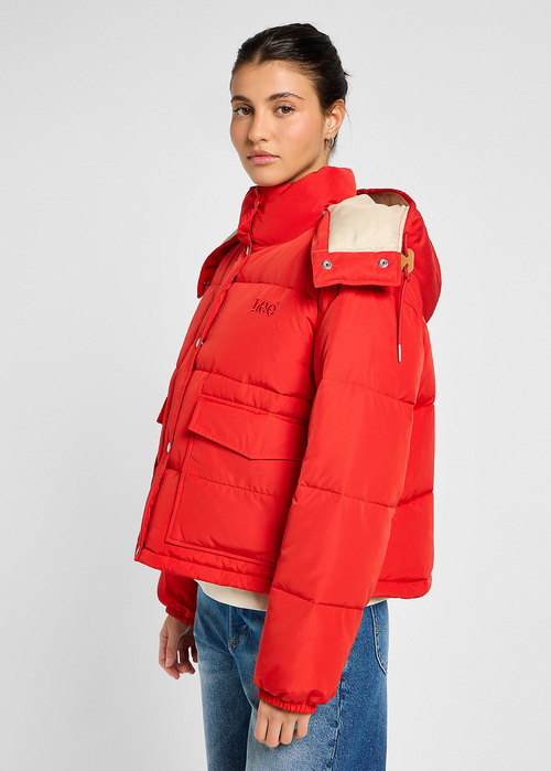 Lee Hooded Short Puffer True Red - 112355190