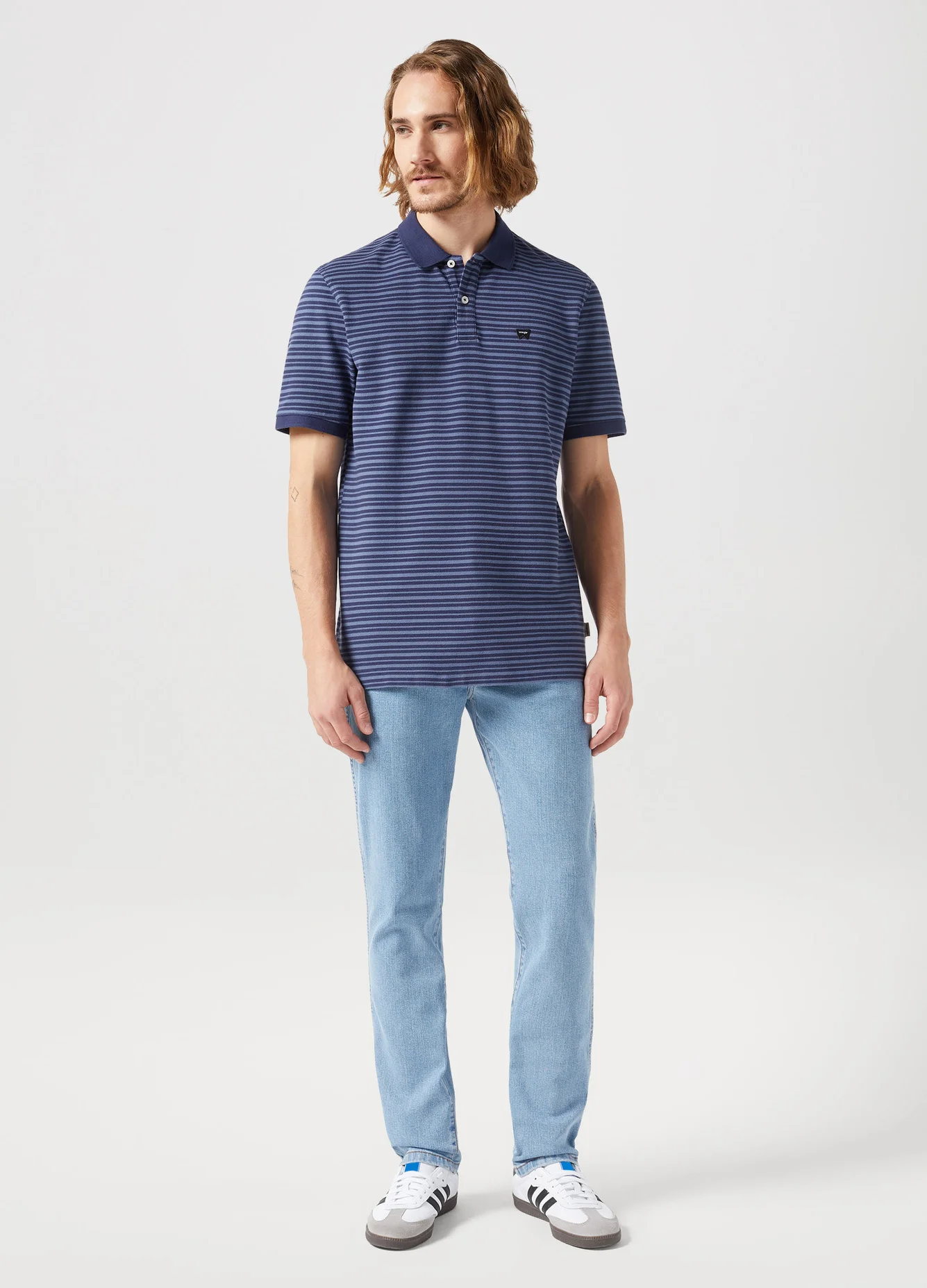 Wrangler Stripe Polo Navy - 112351395