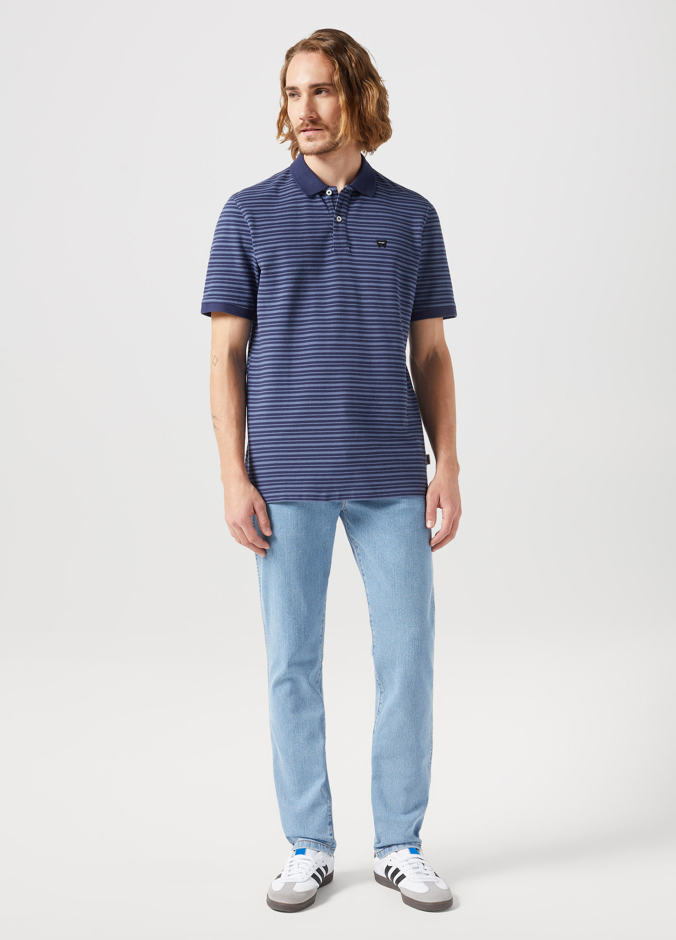 Wrangler Stripe Polo Tee Navy - 112351395