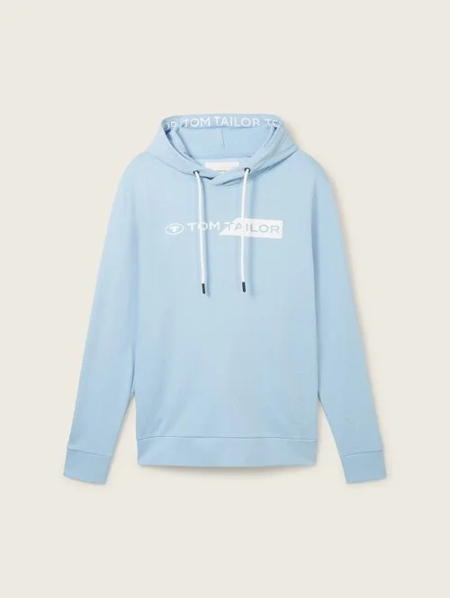 Tom Tailor Hoodie With A Logo Print Washed Out Middle Blue