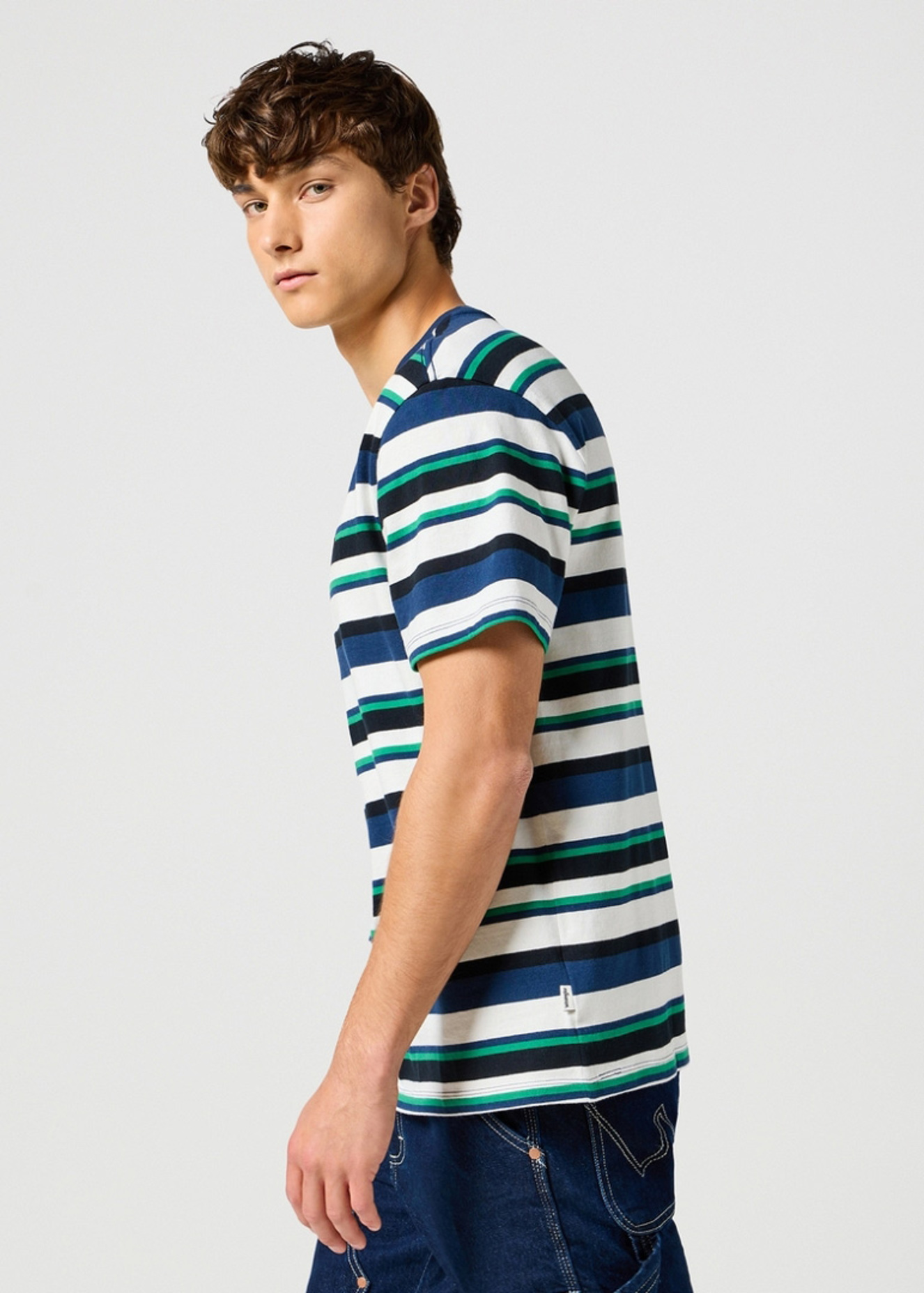 Wrangler Short Sleeve Stripe Tee Navy