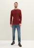 Tom Tailor Structured Crew Neck Sweater Burgundy Dark Red Melange