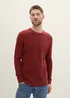 Tom Tailor Structured Crew Neck Sweater Burgundy Dark Red Melange