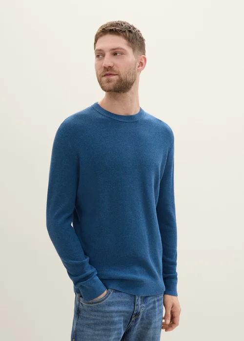 Tom Tailor Structured Crew Neck Sweater Dark Teal Melange