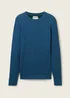 Tom Tailor Structured Crew Neck Sweater Dark Teal Melange