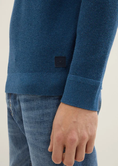 Tom Tailor Structured Crew Neck Sweater Dark Teal Melange