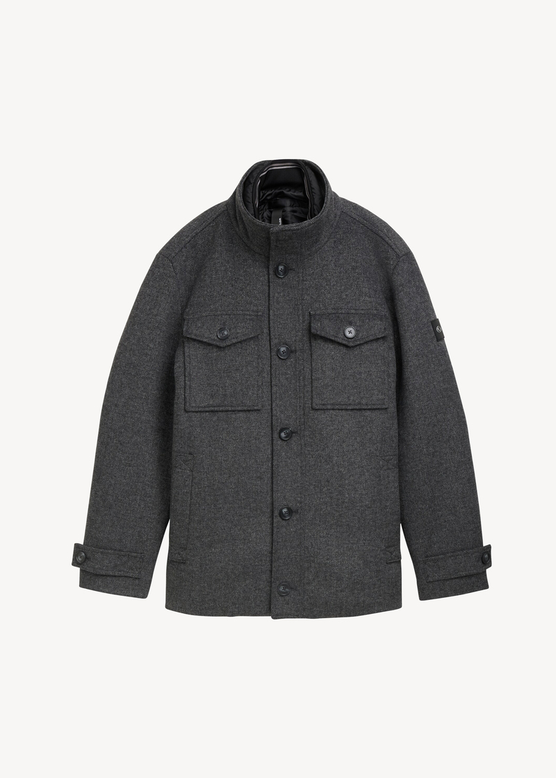 Tom Tailor 2 In 1 Jacket In Wool Dark Grey Black Herringbone - 1042209-30500