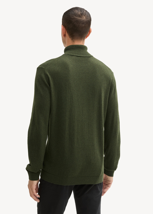 Tom Tailor Turtleneck Cashmere Sweater Rosin Green Melange - 1043267-36230