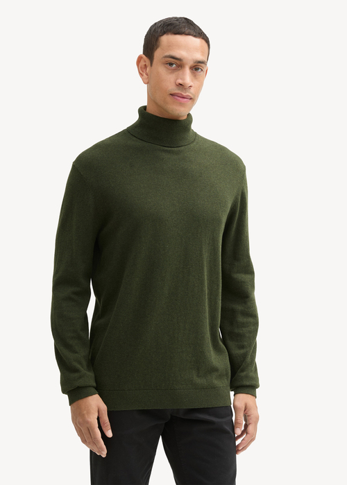 Tom Tailor Turtleneck Cashmere Sweater Rosin Green Melange - 1043267-36230