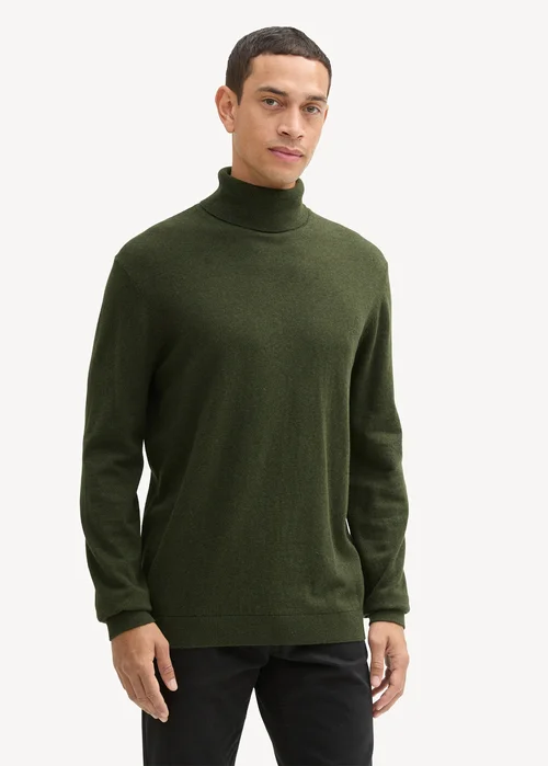Tom Tailor Turtleneck Cashmere Sweater Rosin Green Melange
