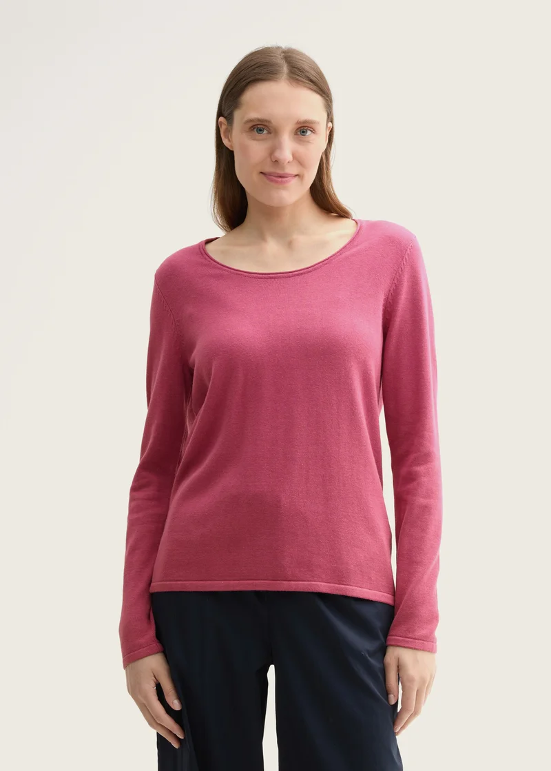 Tom Tailor Basic Round Neck Sweater Pink Velvet
