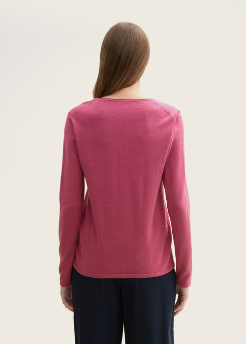 Tom Tailor Basic Round Neck Sweater Pink Velvet - 1042964-16348