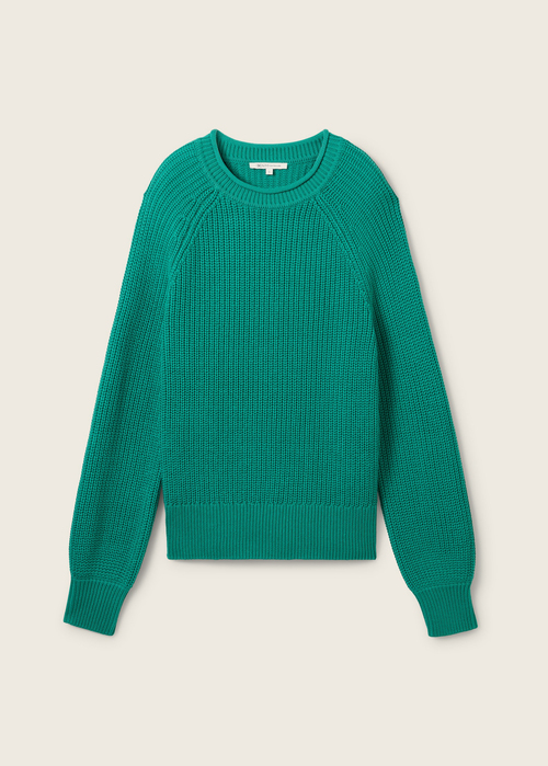 Tom Tailor Knit Sweater With Light Balloon Sleeves Jade Green - 1043309-35914