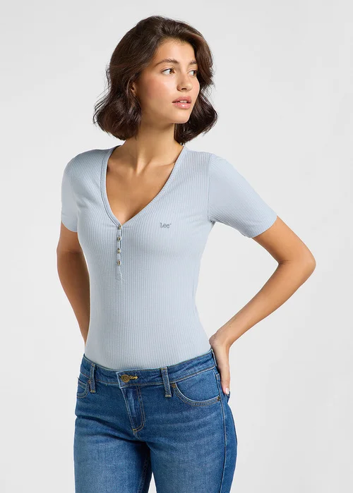 Lee Short Sleve Henley Concrete Gray