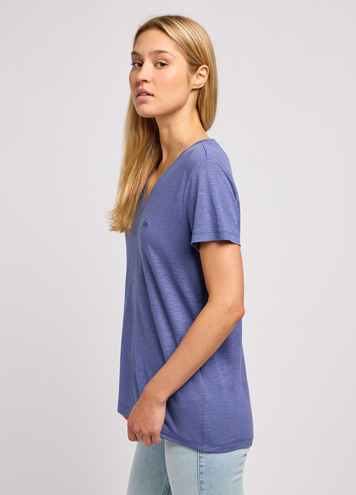 Lee V Neck Tee Surf Blue