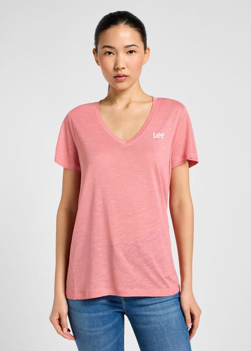 Lee V Neck Tee Cassie Pink - 112357820