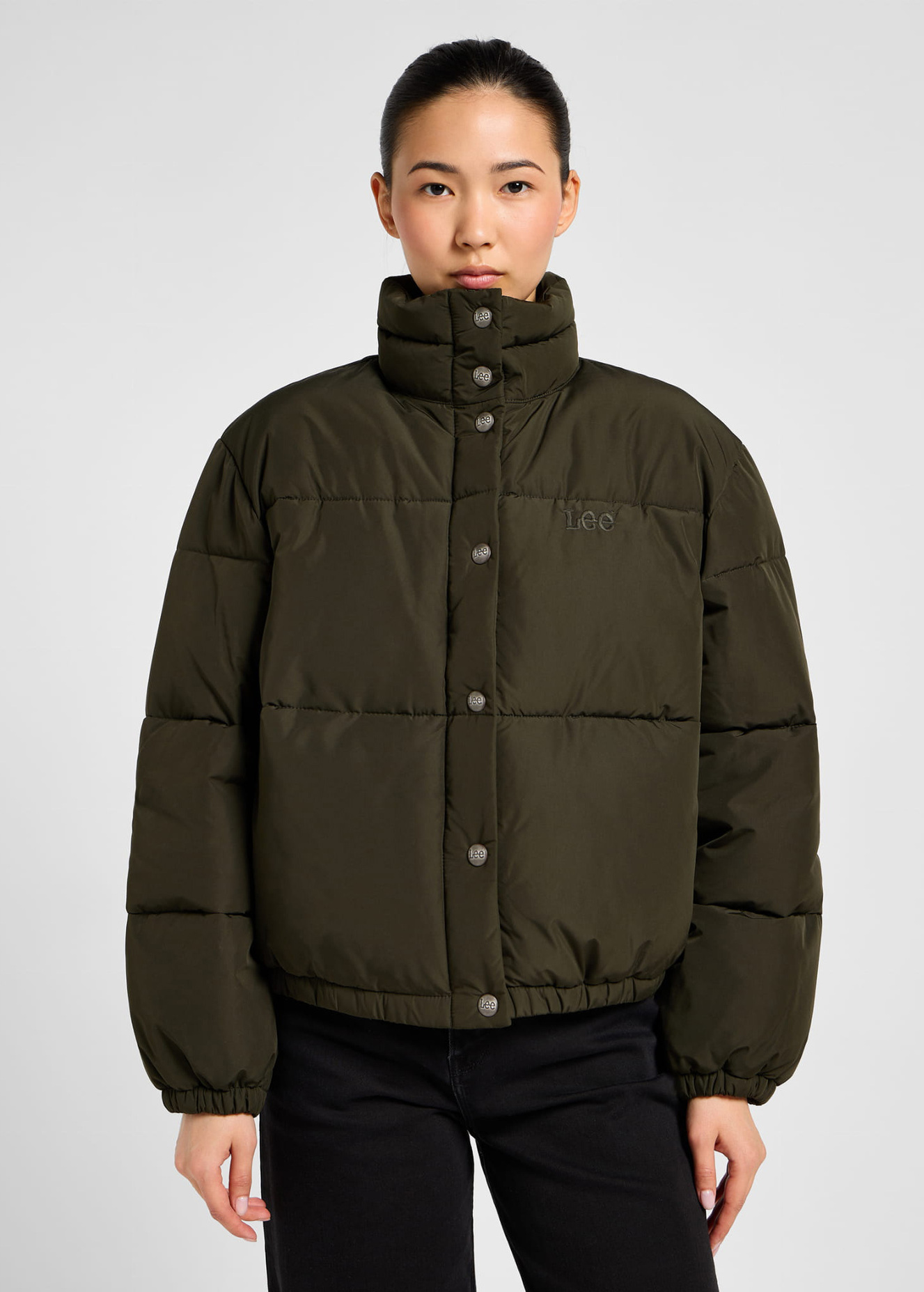 Lee Relaxed Short Puffer Jacket Olive Night