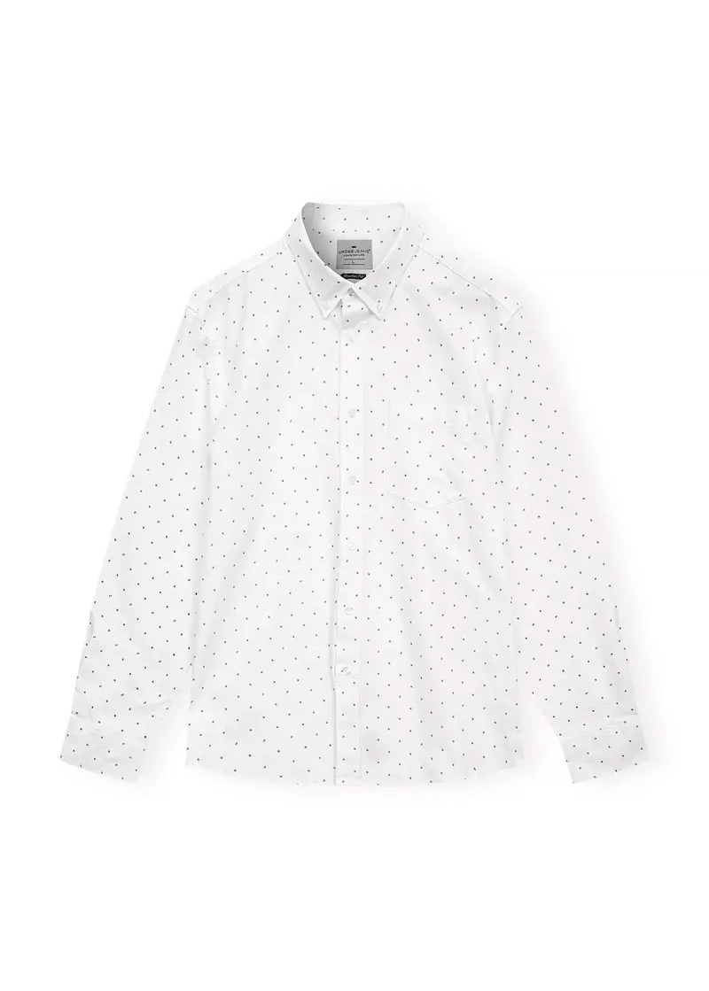 Cross Jeans Shirt Dot Print White 008 - 35564-008