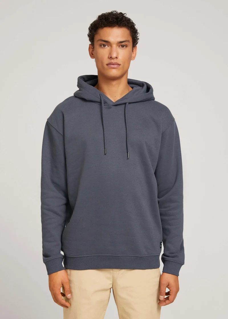 Tom Tailor Hoody With Embro Blueish Grey