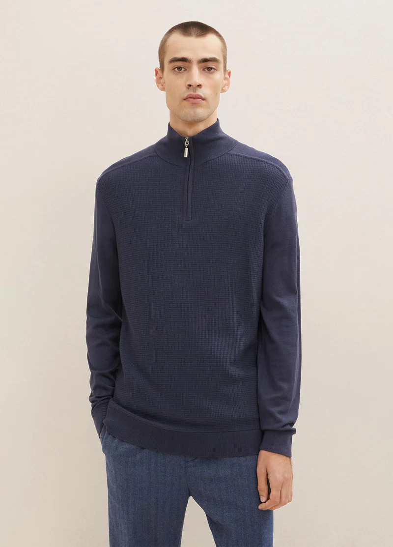 Tom Tailor Half Zip Blue Grey