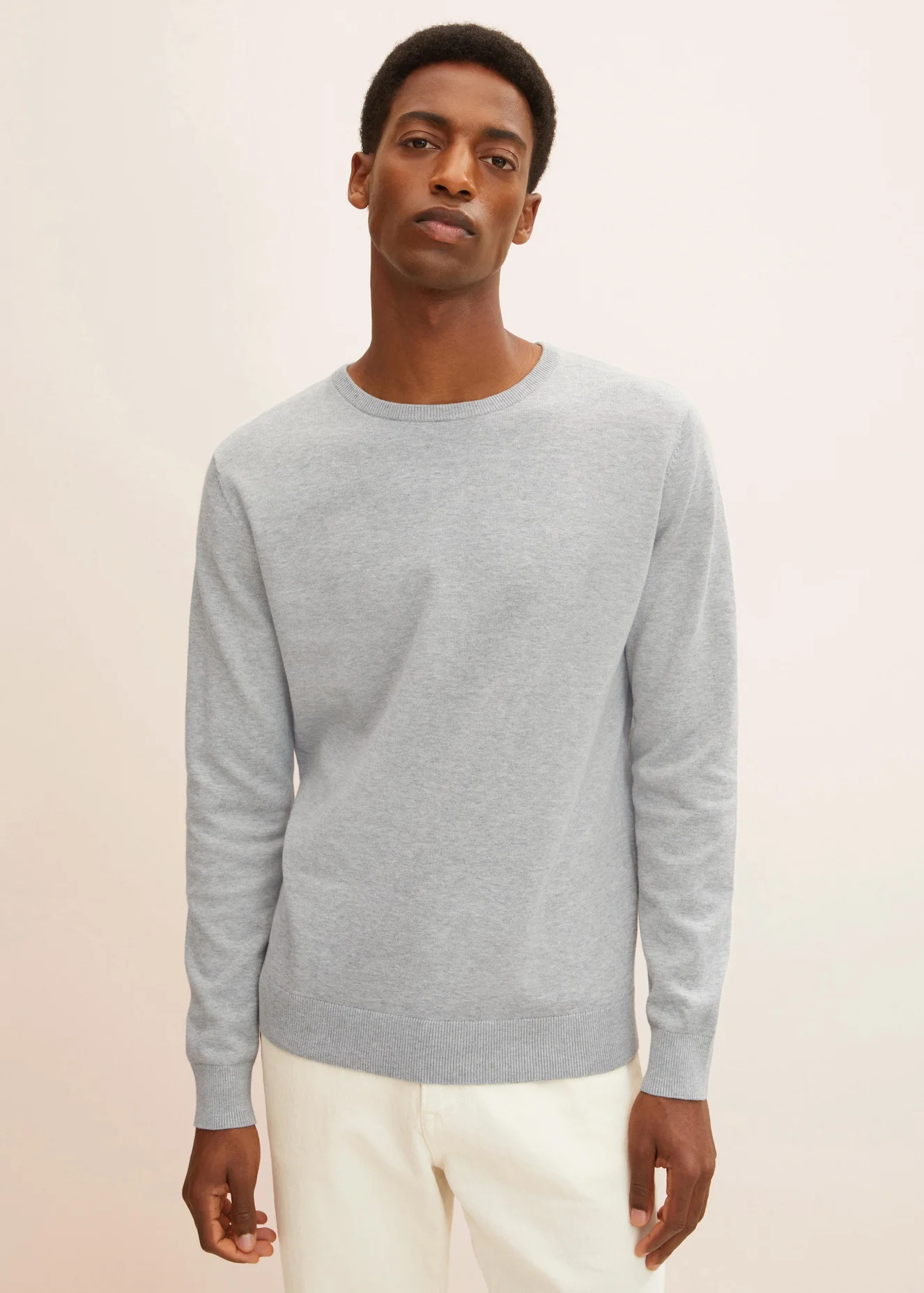 Tom Tailor Simple Knitted Jumper Light Soft Grey Melange