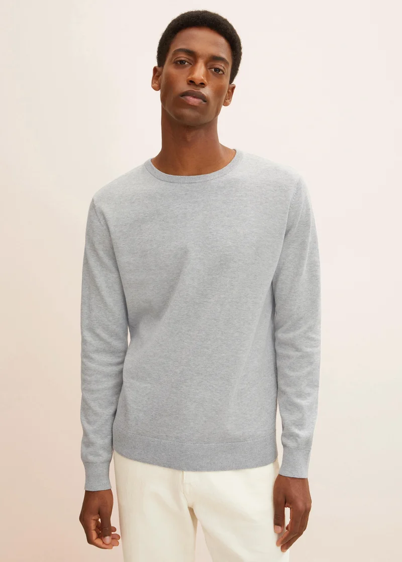 Tom Tailor Simple Knitted Jumper Light Soft Grey Melange