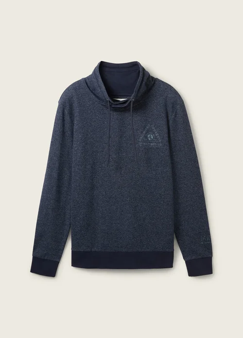 Tom Tailor T Shirt With A Snood Navy Beige Inject Stripe