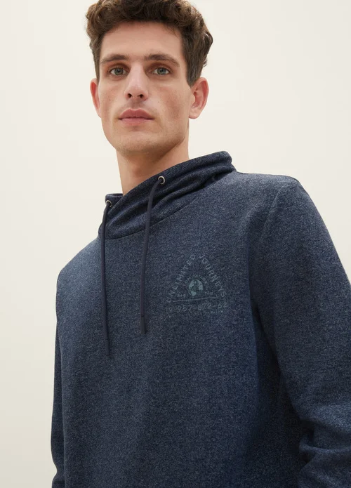 Tom Tailor T Shirt With A Snood Navy Beige Inject Stripe