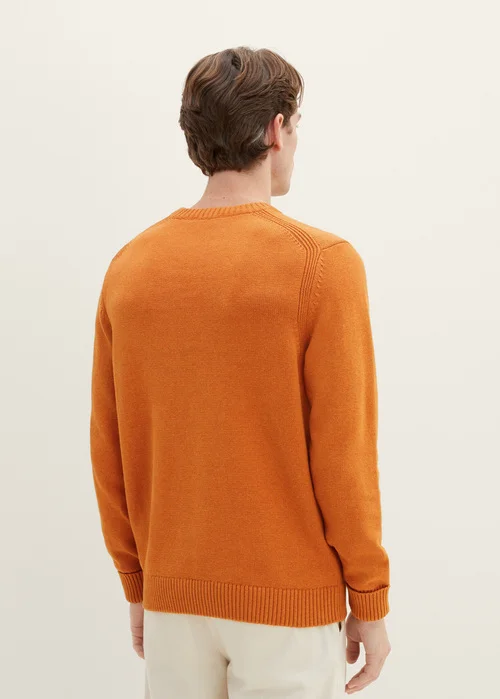 Tom Tailor Knitted Sweater With A Round Neckline Tomato Cream Orange Melange