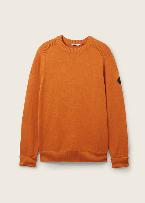 Tom Tailor Knitted Sweater With A Round Neckline Tomato Cream Orange Melange - 1038246-32752