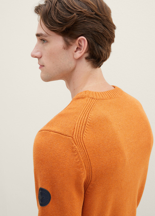 Tom Tailor Knitted Sweater With A Round Neckline Tomato Cream Orange Melange - 1038246-32752