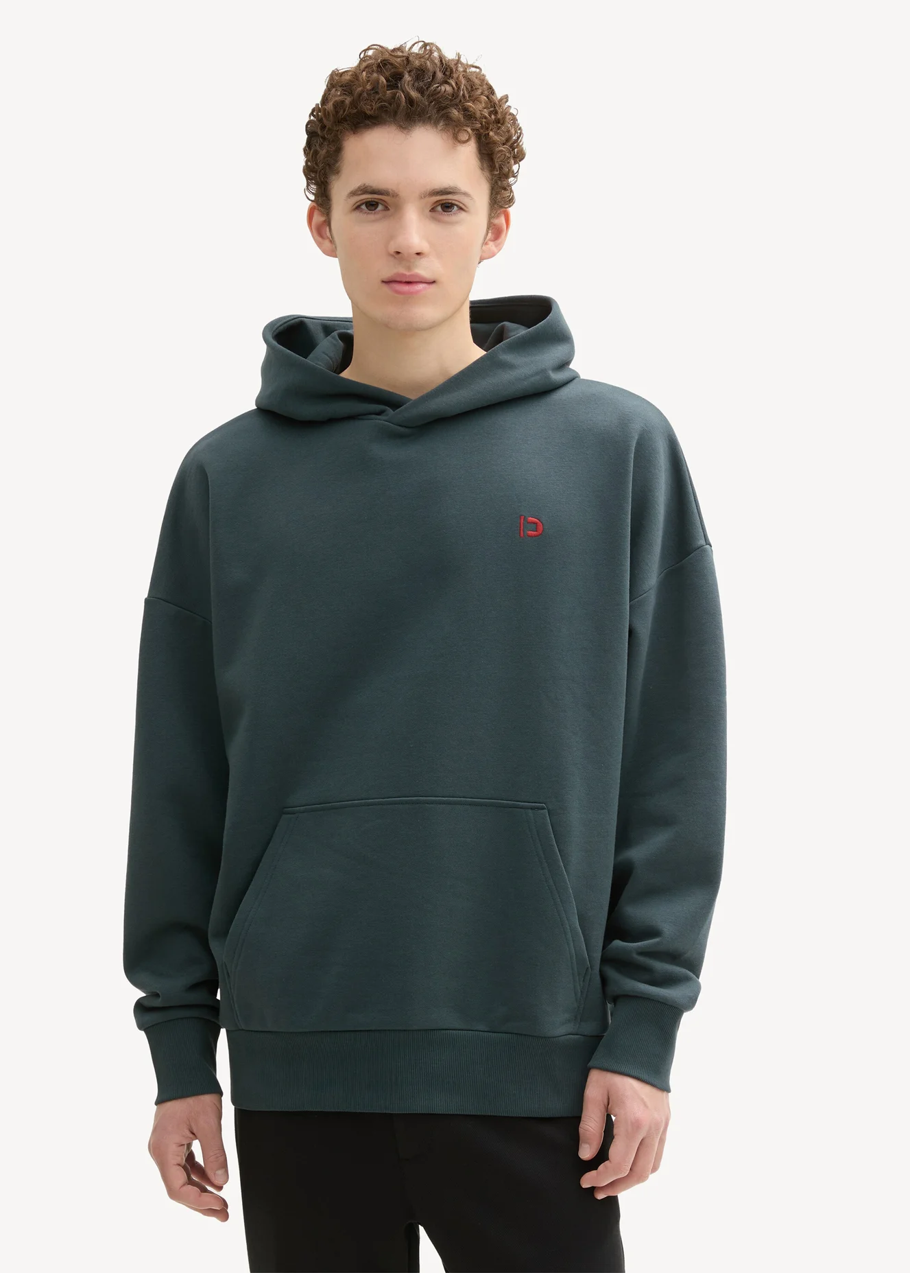 Tom Tailor Oversized Hoodie With Embroidery Dark Gable Green