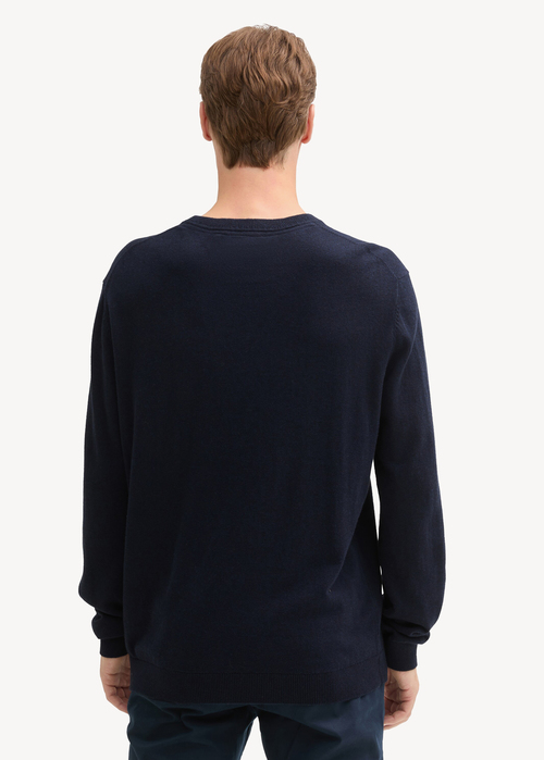 Tom Tailor Knit Sweater In Recycled Cashmere Knitted Navy Melange - 1043266-13160