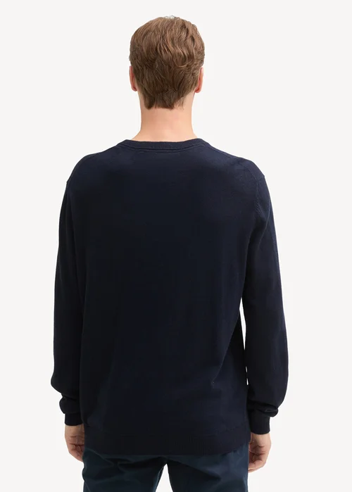 Tom Tailor Knit Sweater In Recycled Cashmere Knitted Navy Melange