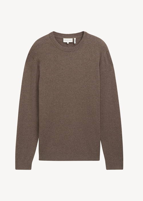 Tom Tailor Knit Sweater In Recycled Cashmere Wood Brown Melange - 1043266-36303