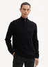 Tom Tailor Troyer Knit Sweater In Recycled Cashmere Black