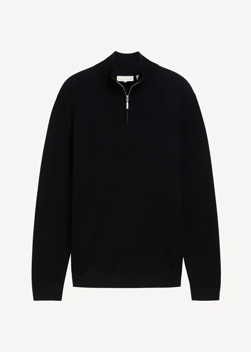 Tom Tailor Troyer Knit Sweater In Recycled Cashmere Black