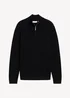 Tom Tailor Troyer Knit Sweater In Recycled Cashmere Black