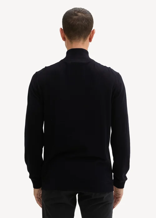 Tom Tailor Troyer Knit Sweater In Recycled Cashmere Black